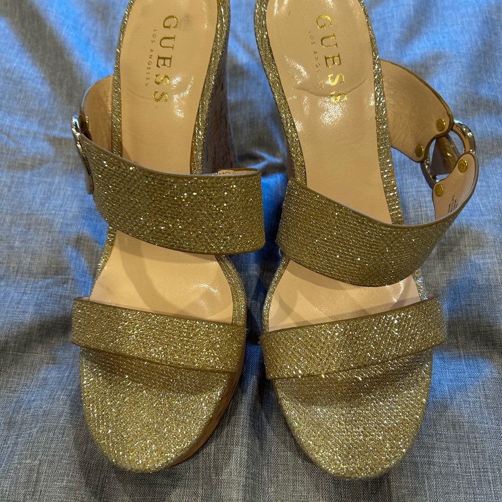 Guess Gold Wedge Shoes Elegant and Stylish